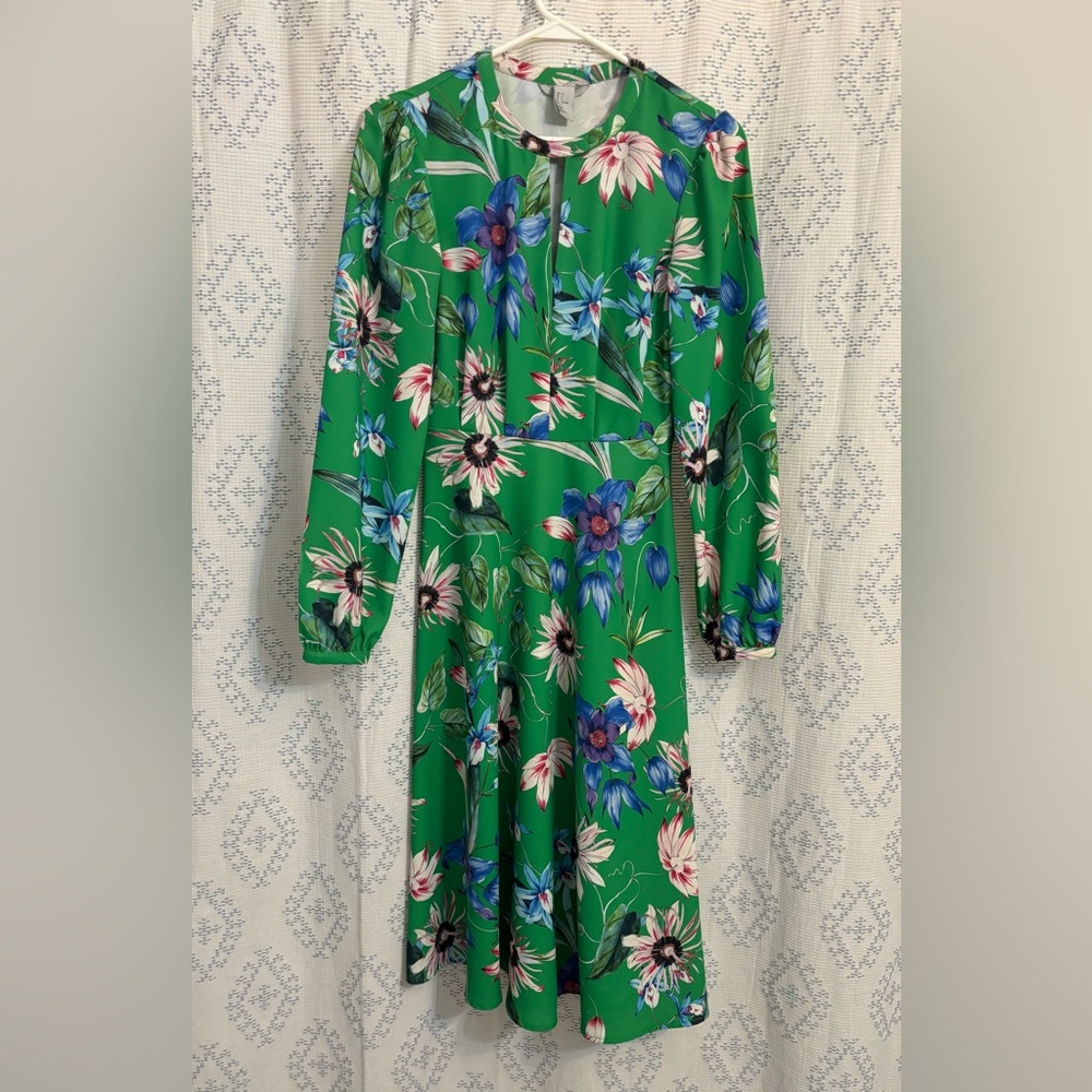 In EUC - Gorgeous Floral H&M  Long Sleeve Dress (Emerald Green)